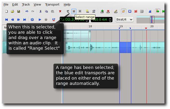range selecting in qtractor