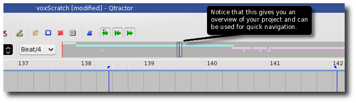 navigating along the timeline in qtractor
