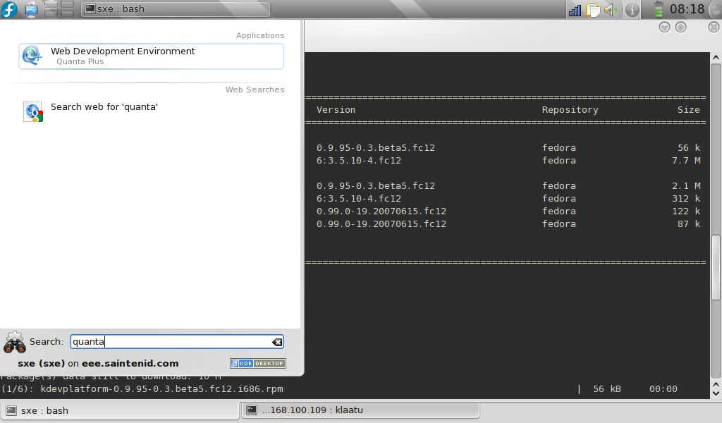 launching quanta from the K Menu