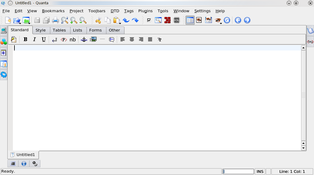 The Quanta Plus user interface